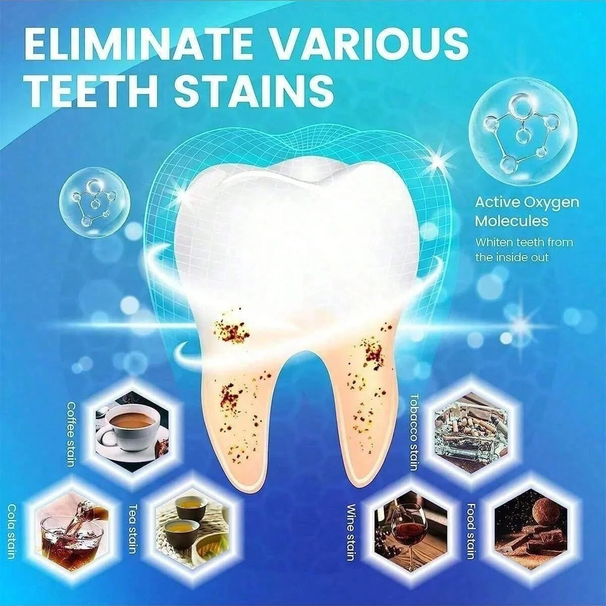 D White Strips Effective Teeth Whitener Helps Remove Smoking / Coffee / Soda