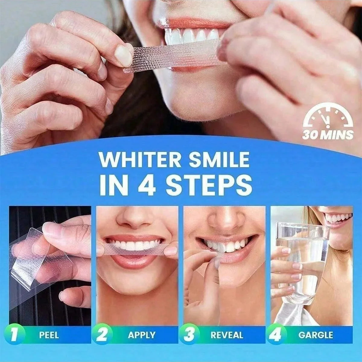 D White Strips Effective Teeth Whitener Helps Remove Smoking / Coffee / Soda